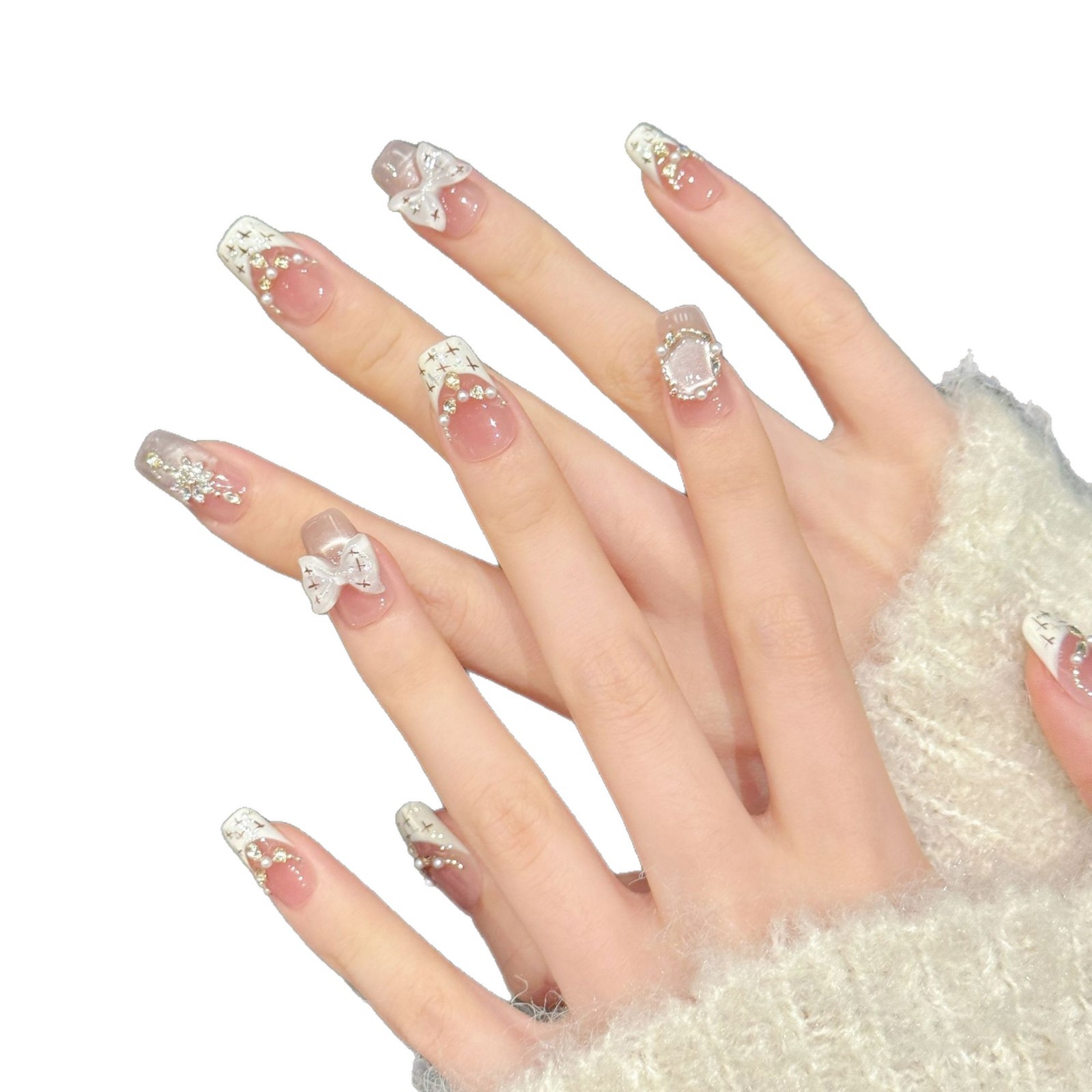 10pcs Sweet Style Press on Nai - Nail Art French reseña y precio