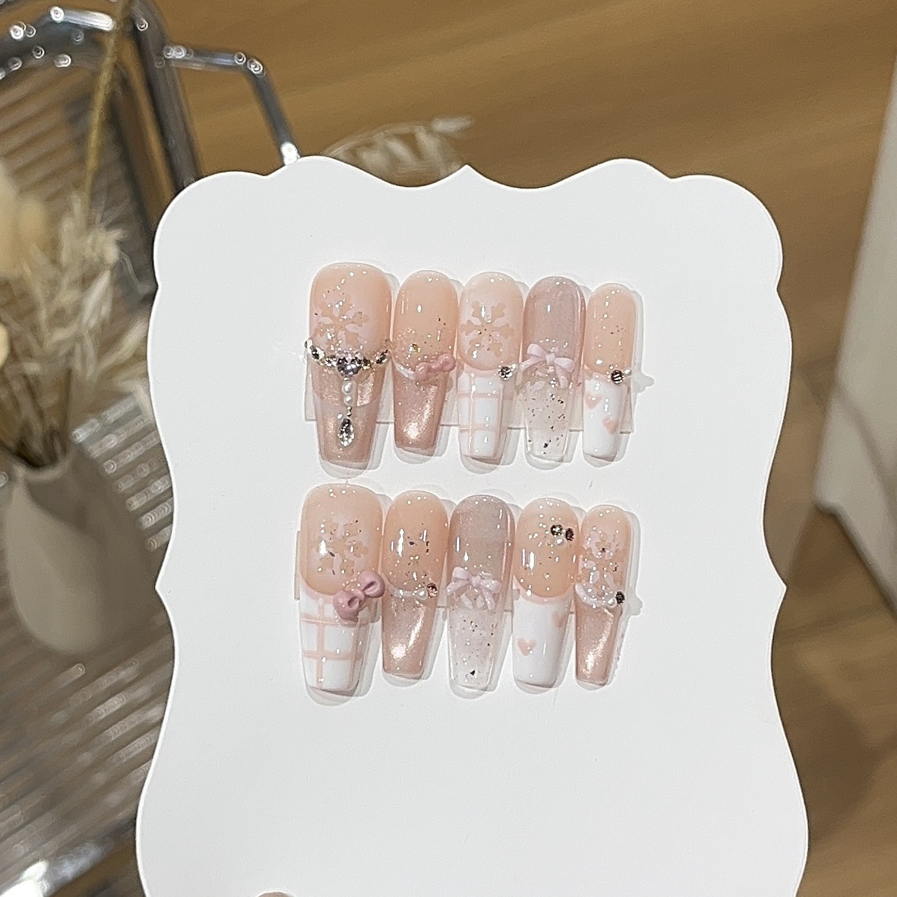 10pcs Sweet Style Press on Nai - Nail Art French reseña y precio
