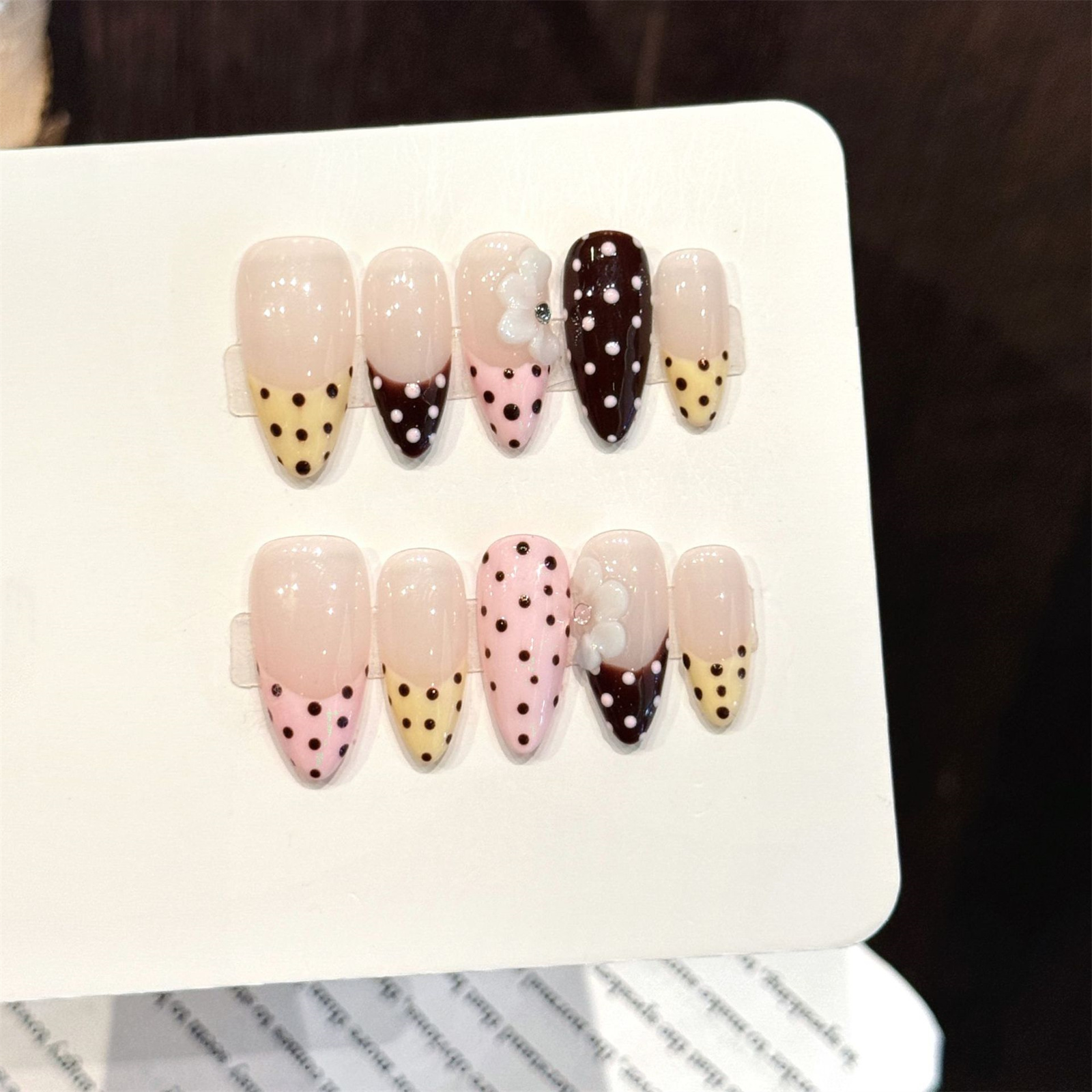 10pcs Handmade Wine Red French - Nail Art Design reseña y precio