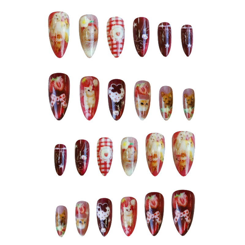 24pcs Strawberry Cat's Eye Pre - Nail Art Strawberry reseña y precio