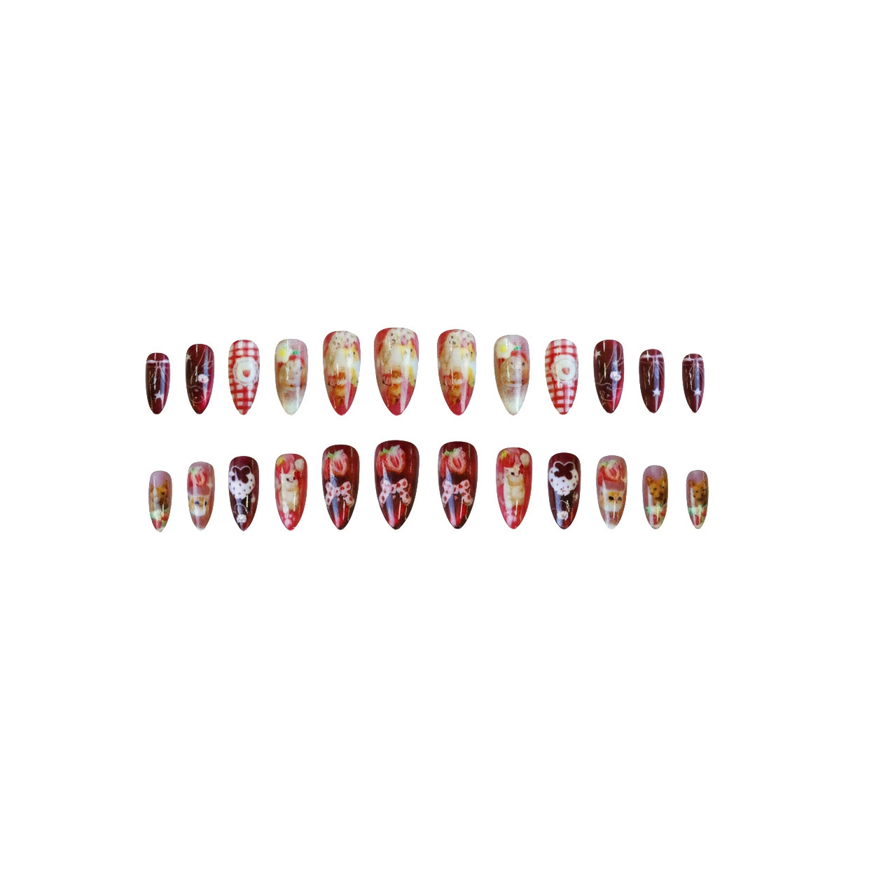24pcs Strawberry Cat's Eye Pre - Nail Art Strawberry reseña y precio