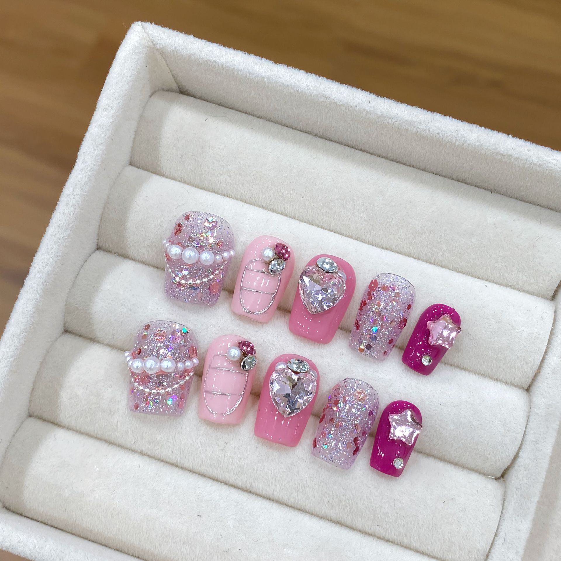 Handmade Press on Nails Shiny  - Nail Art Strawberry reseña y precio